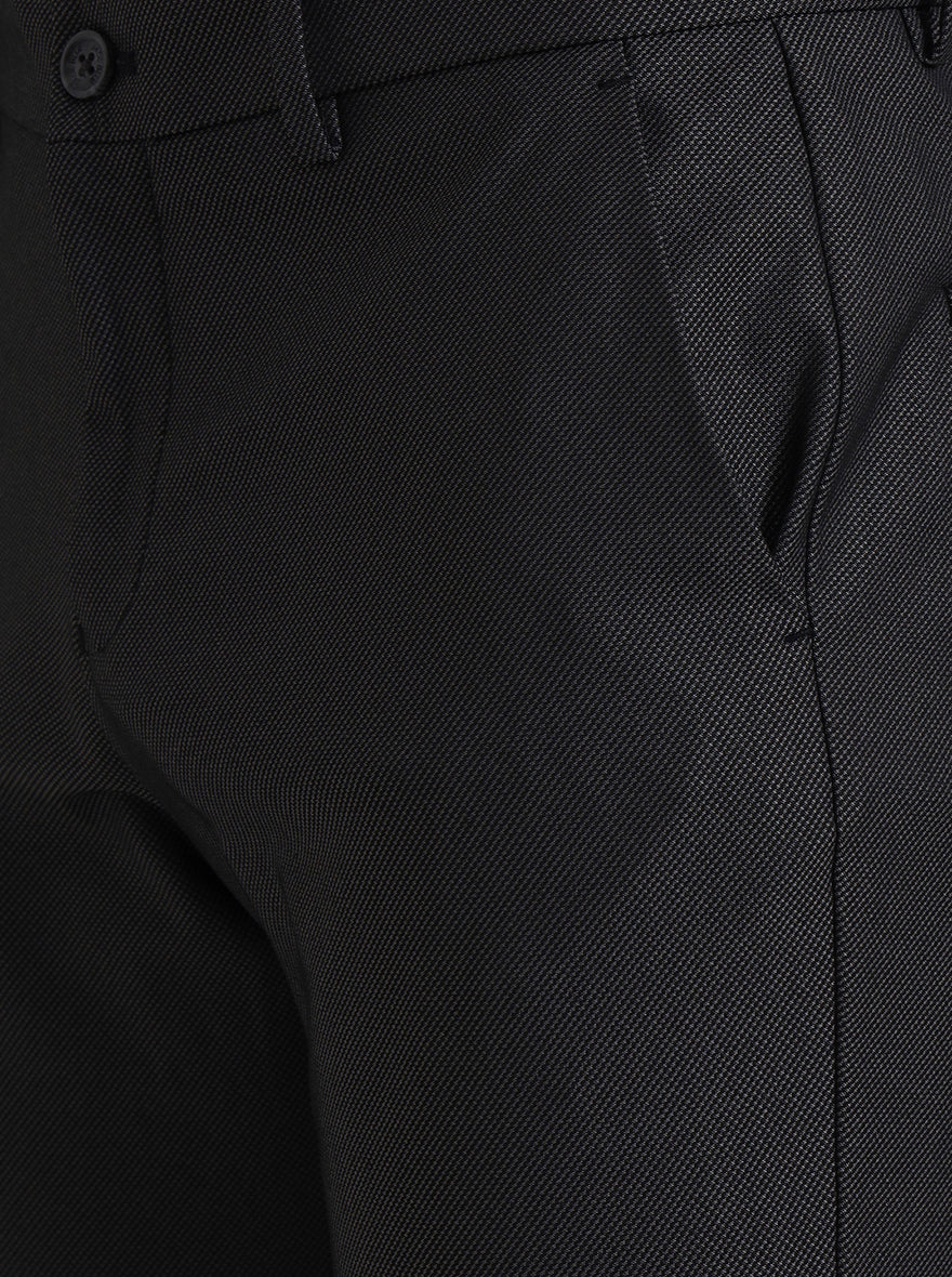 Black Solid Venice Fit Casual Trouser | JadeBlue