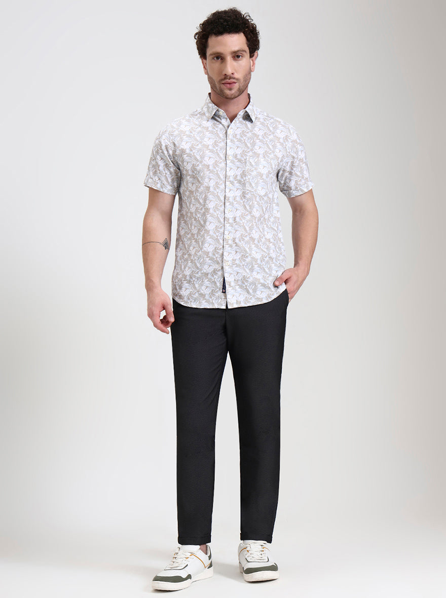 Black Solid Venice Fit Casual Trouser | JadeBlue