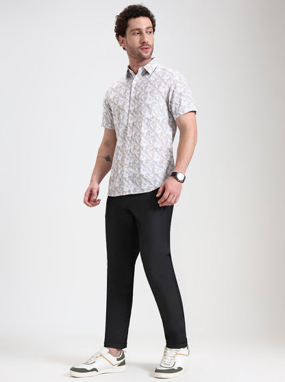 Black Solid Venice Fit Casual Trouser | JadeBlue