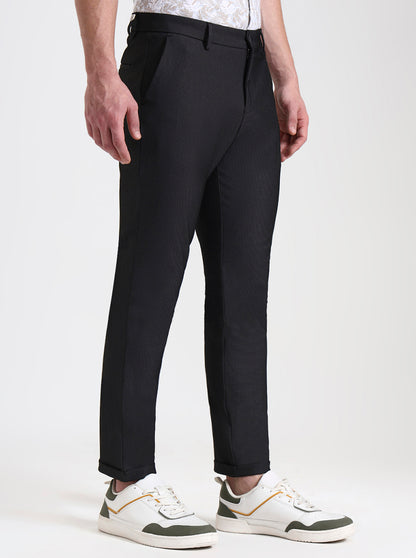 Black Solid Venice Fit Casual Trouser | JadeBlue