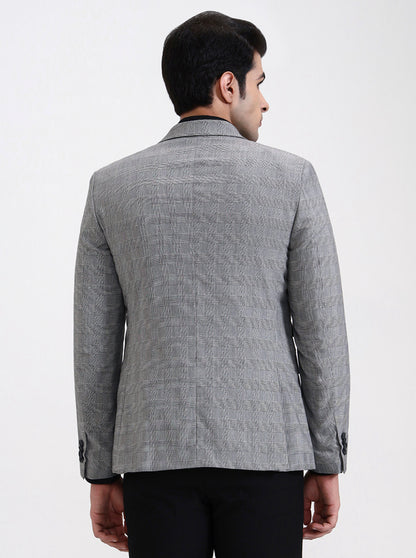 Grey Checked Regular Fit Blazer | JadeBlue