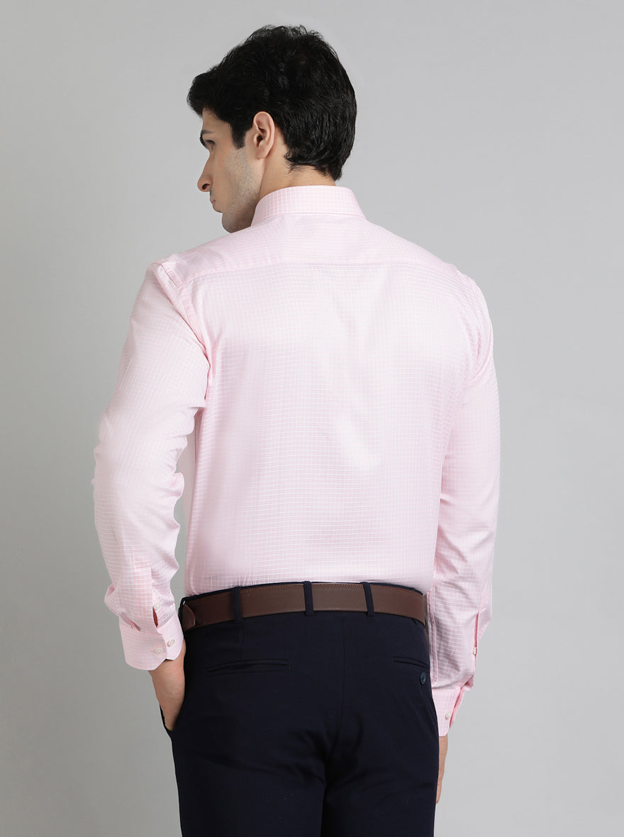 Pink Checked Regular Fit Formal Shirt | JadeBlue