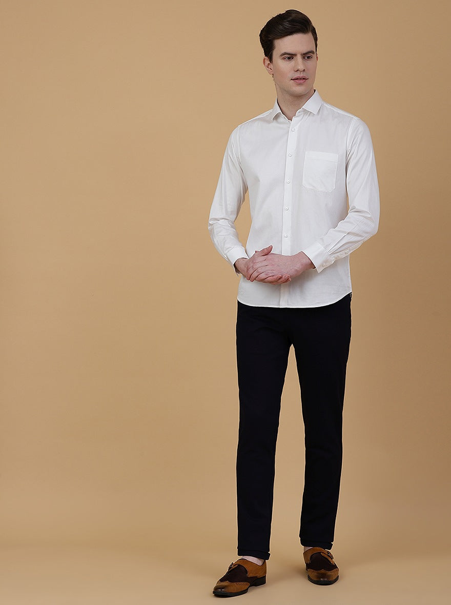 Navy Blue Solid Slim Fit Club Wear Trouser | JB Studio