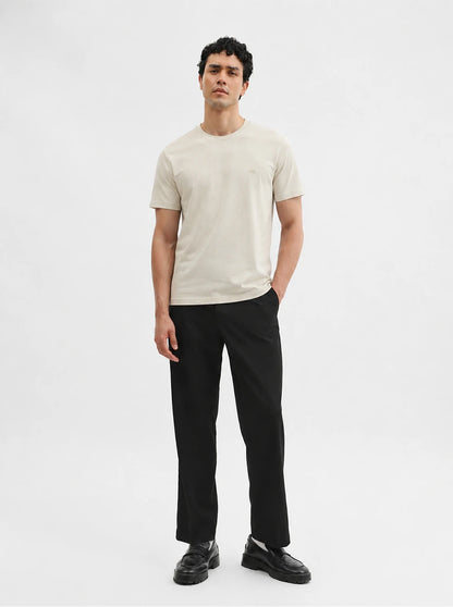 Beige Solid Slim Fit T-Shirt | JadeBlue