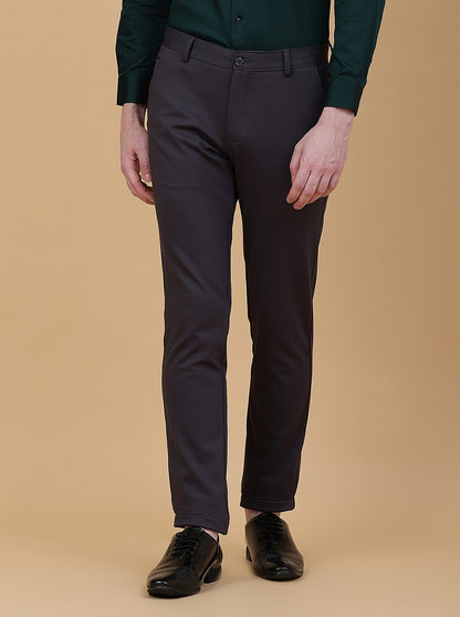 Dark Grey Solid Slim Fit Club Wear Trouser | JB Studio