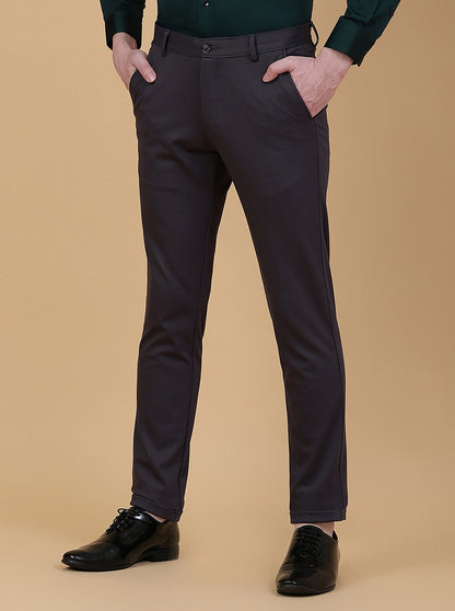 Dark Grey Solid Slim Fit Club Wear Trouser | JB Studio