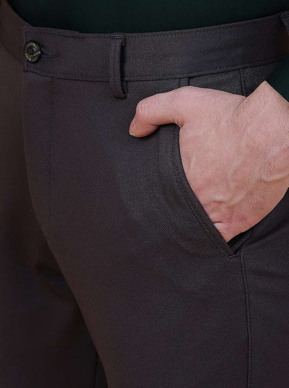 Dark Grey Solid Slim Fit Club Wear Trouser | JB Studio
