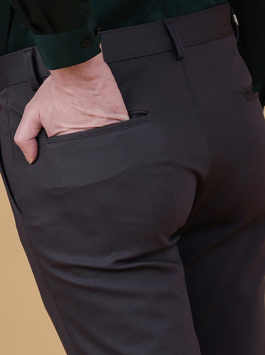 Dark Grey Solid Slim Fit Club Wear Trouser | JB Studio