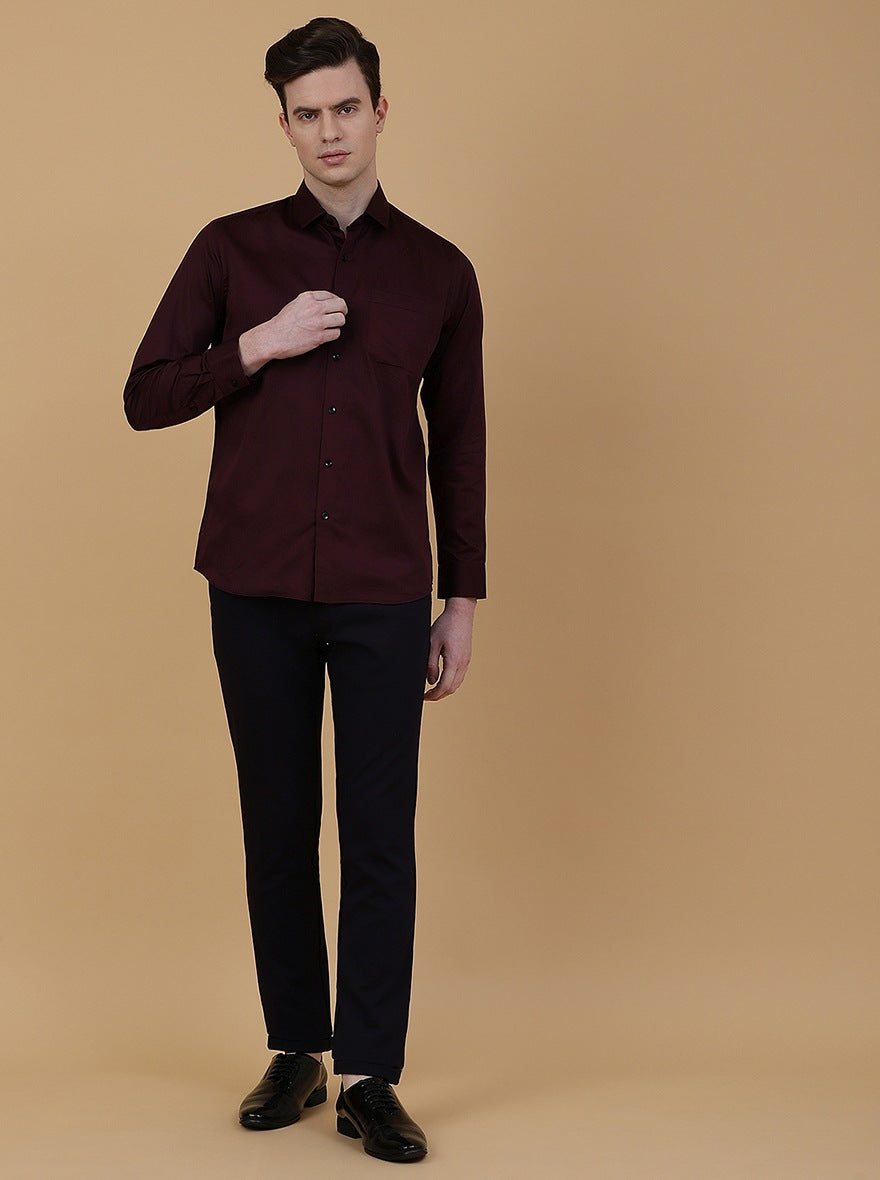 Navy Blue Solid Slim Fit Club Wear Trouser | JB Studio