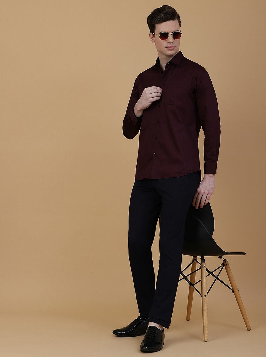 Navy Blue Solid Slim Fit Club Wear Trouser | JB Studio