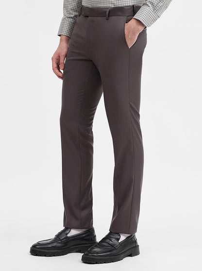 Dark Grey Solid Slim Fit Formal Trouser | Metal
