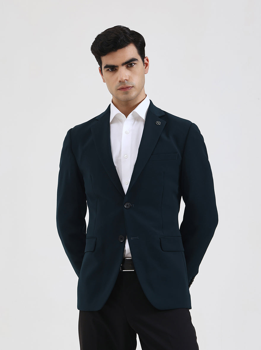 Green Solid Regular Fit Blazer | Wyre
