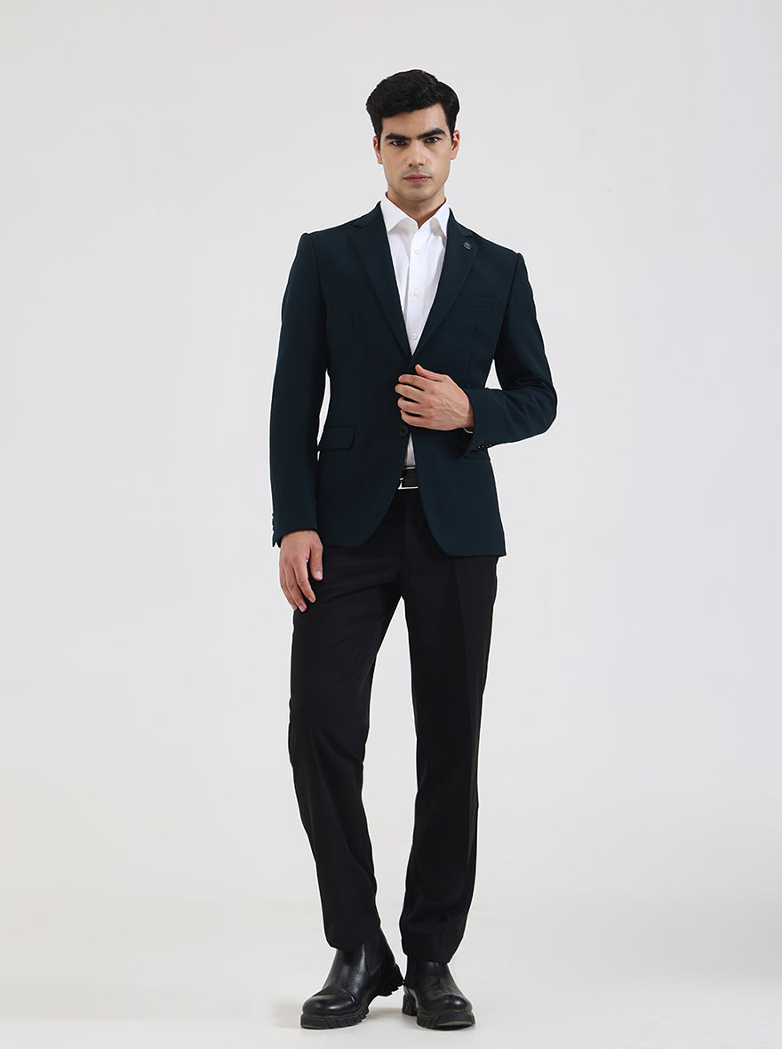 Green Solid Regular Fit Blazer | Wyre