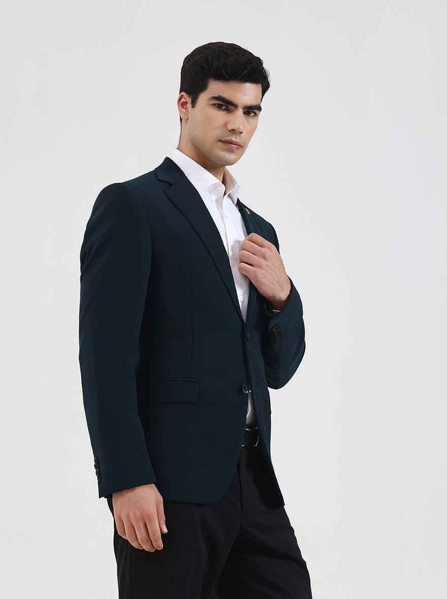 Green Solid Regular Fit Blazer | Wyre