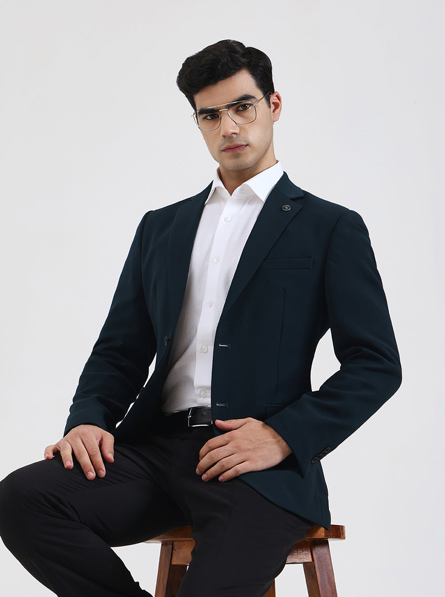 Green Solid Regular Fit Blazer | Wyre