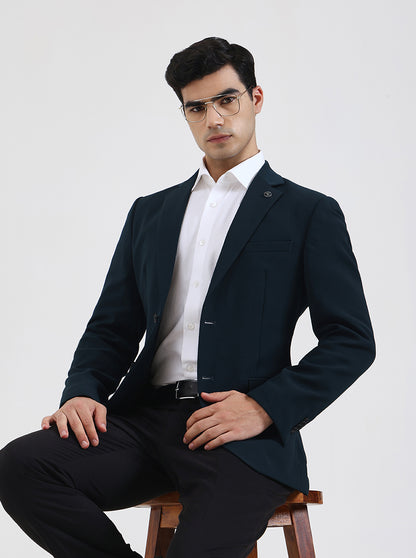 Green Solid Regular Fit Blazer | Wyre