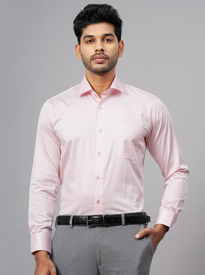 Pink Solid Slim Fit Formal Shirt | Metal
