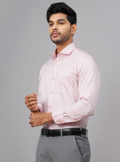 Pink Solid Slim Fit Formal Shirt | Metal