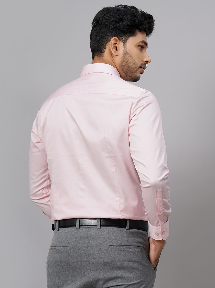 Pink Solid Slim Fit Formal Shirt | Metal