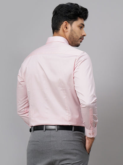 Pink Solid Slim Fit Formal Shirt | Metal