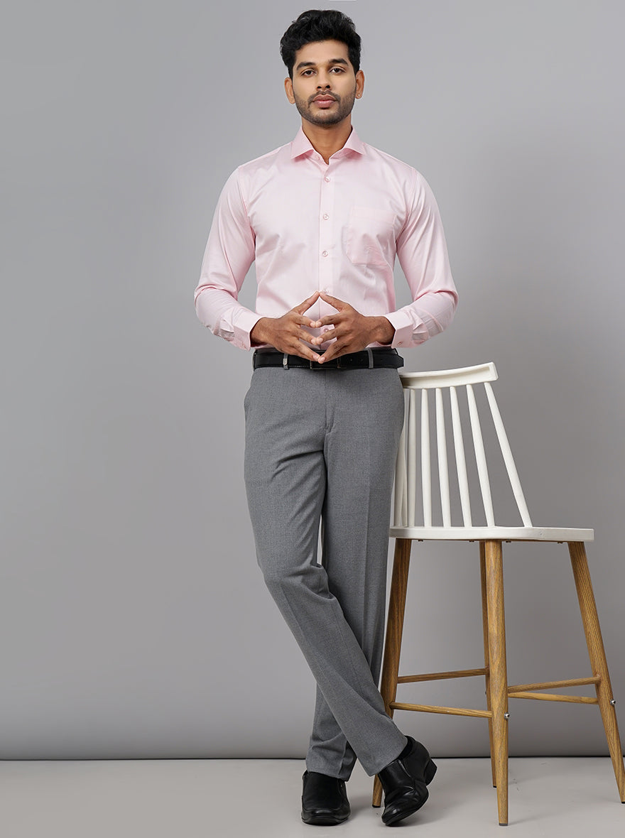 Pink Solid Slim Fit Formal Shirt | Metal