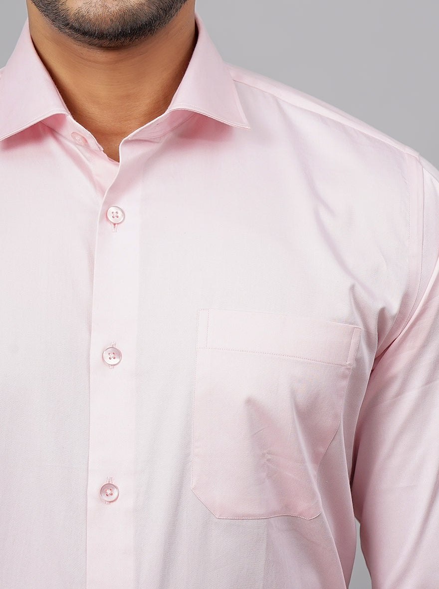 Pink Solid Slim Fit Formal Shirt | Metal