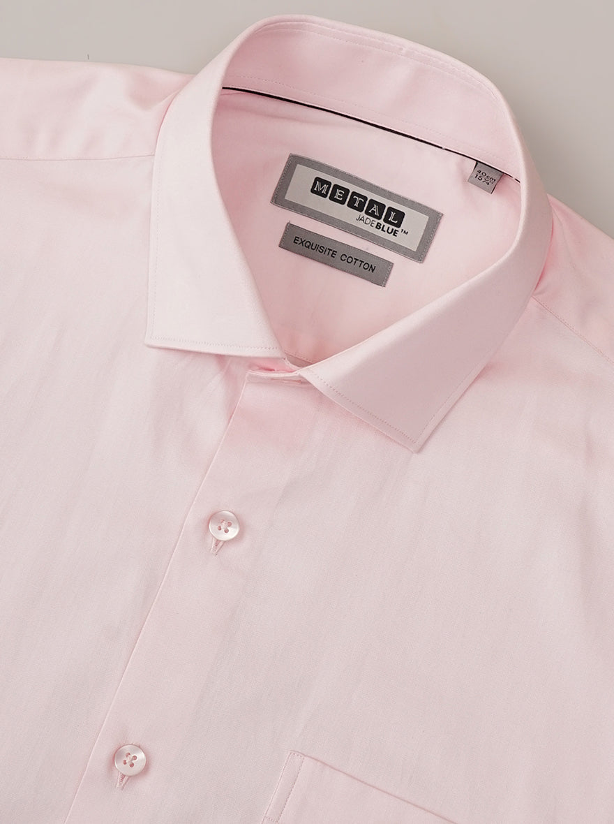 Pink Solid Slim Fit Formal Shirt | Metal