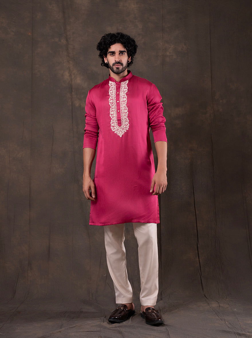 Pink Embroidered  Kurta Pajama | Virasana