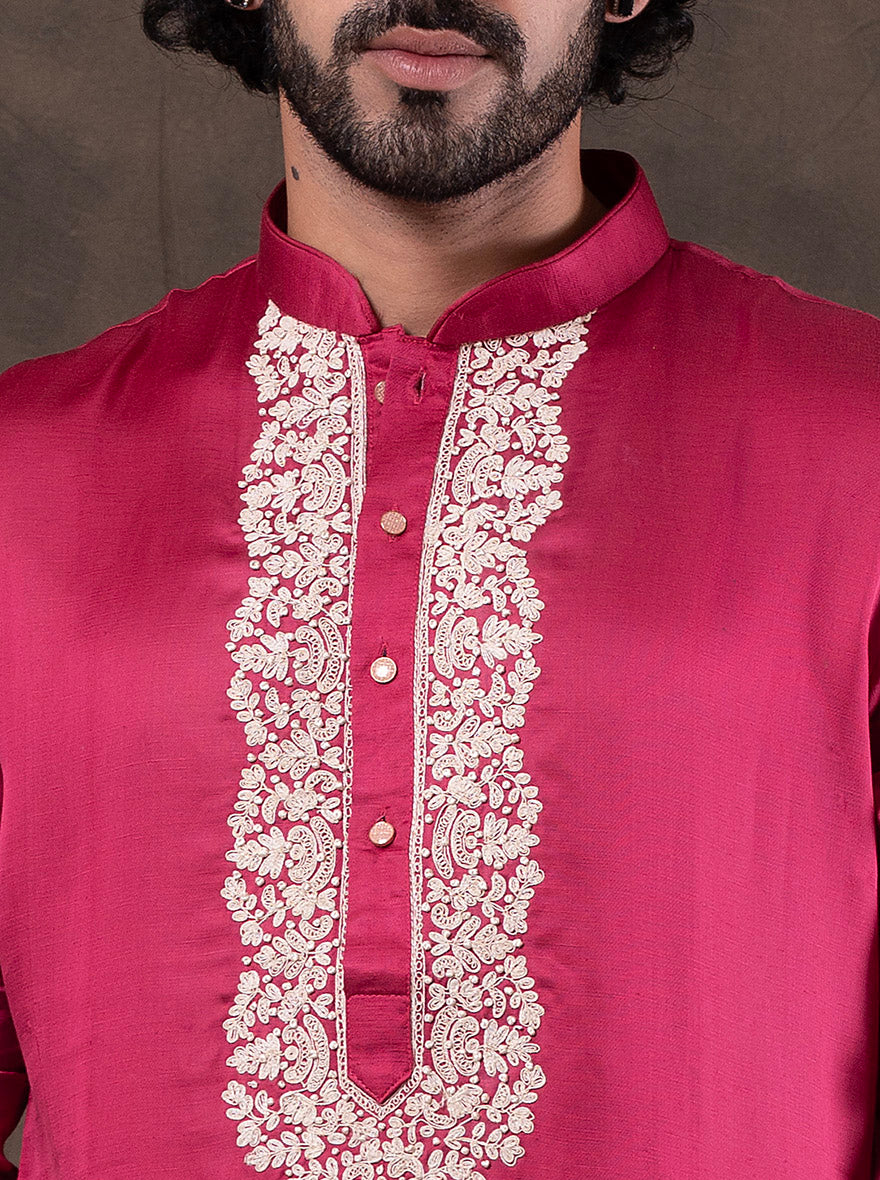 Pink Embroidered  Kurta Pajama | Virasana