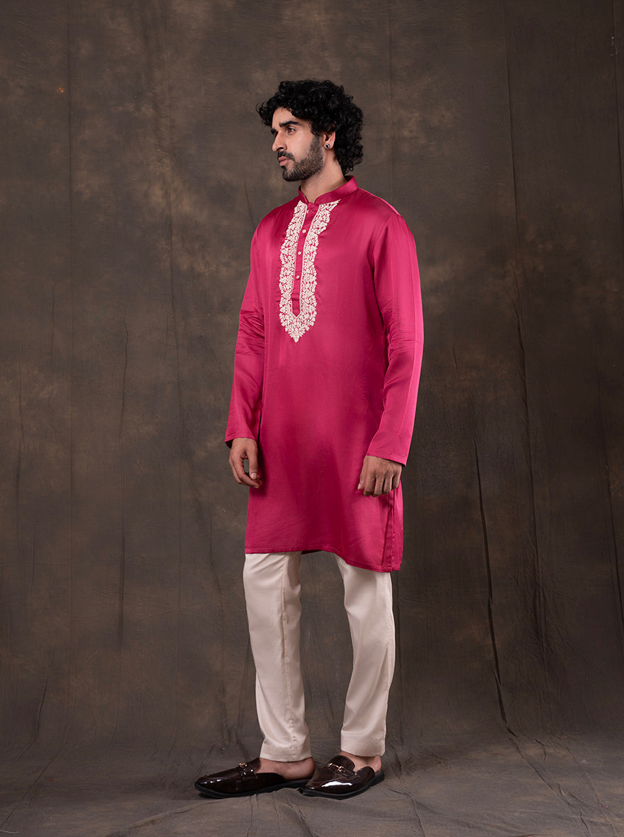 Pink Embroidered  Kurta Pajama | Virasana