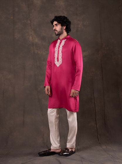 Pink Embroidered  Kurta Pajama | Virasana