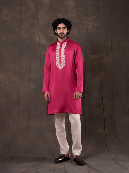 Pink Embroidered  Kurta Pajama | Virasana
