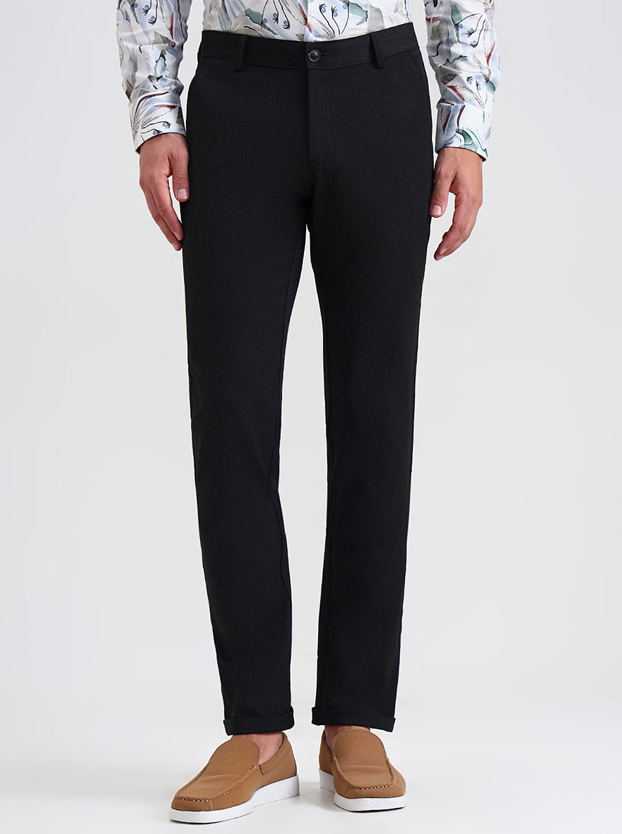 Dark Grey Solid Slim Fit Club Wear Trouser | Wyre