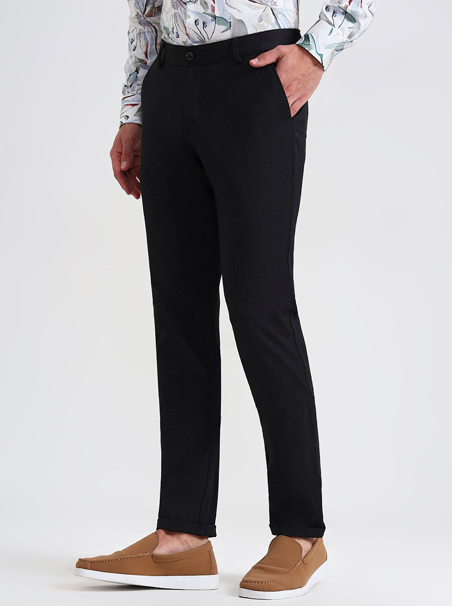 Dark Grey Solid Slim Fit Club Wear Trouser | Wyre