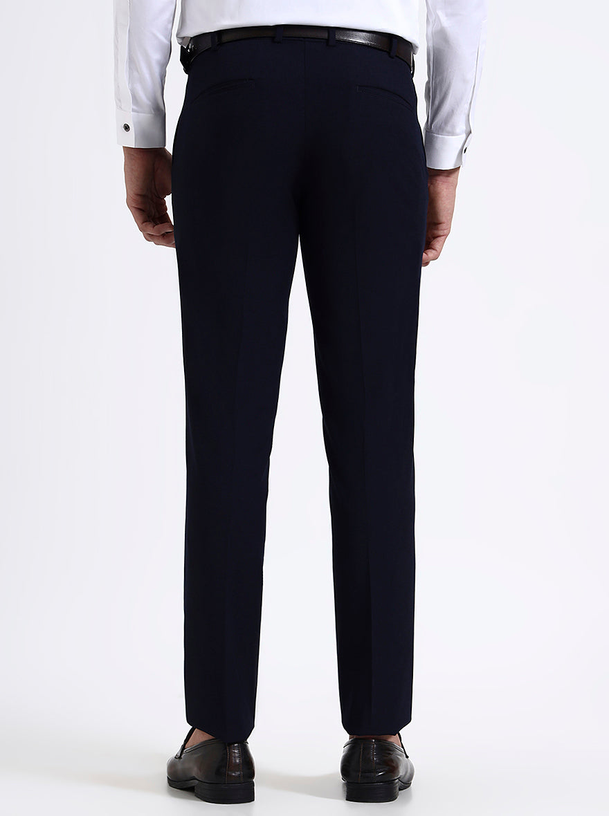 Blue Solid Super Slim Fit Formal Trouser | JadeBlue Youth