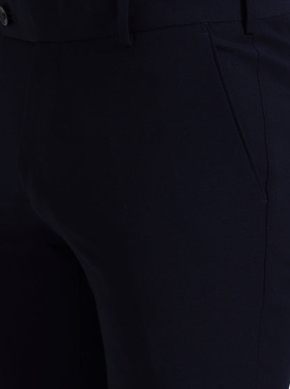 Blue Solid Super Slim Fit Formal Trouser | JadeBlue Youth