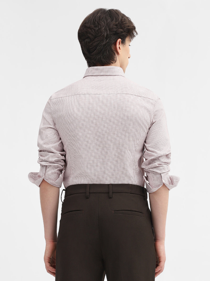 Mint Orange Solid Slim Fit Formal Shirt | Metal