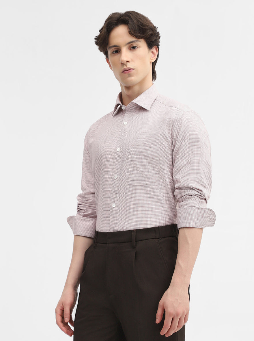 Mint Orange Solid Slim Fit Formal Shirt | Metal