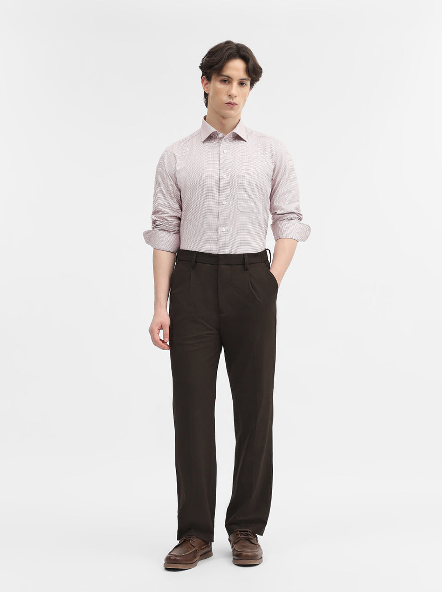 Mint Orange Solid Slim Fit Formal Shirt | Metal