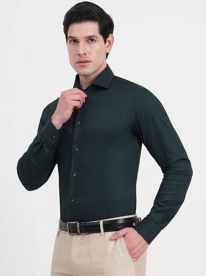 Green Solid Slim Fit Party Wear Shirt | Wyre