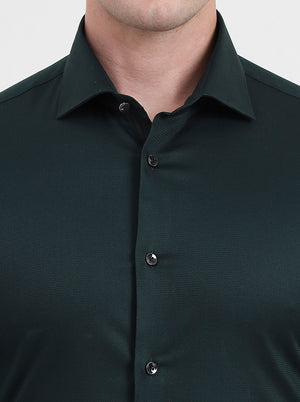 Green Solid Slim Fit Party Wear Shirt | Wyre