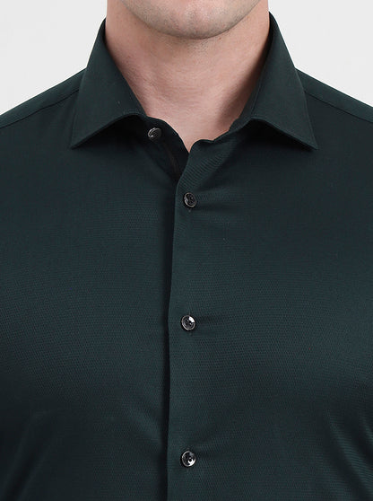 Green Solid Slim Fit Party Wear Shirt | Wyre