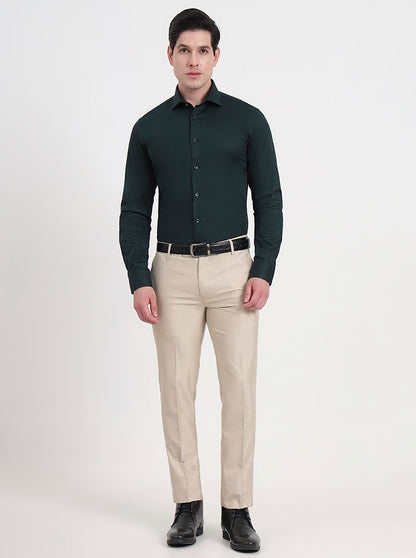 Green Solid Slim Fit Party Wear Shirt | Wyre