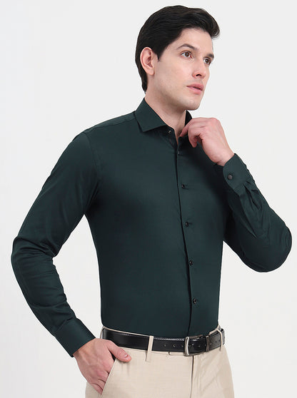 Green Solid Slim Fit Party Wear Shirt | Wyre
