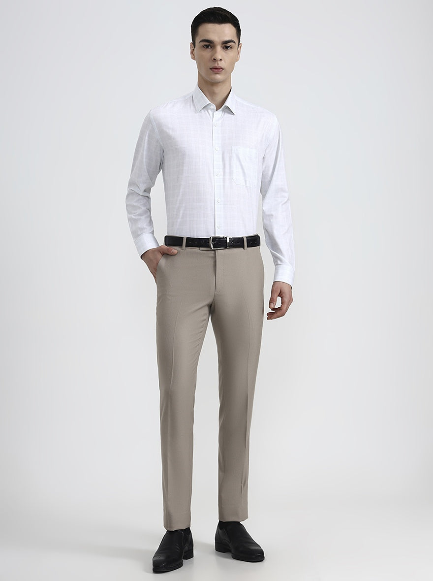 White & Green Checked Regular Fit Formal Shirt | JadeBlue