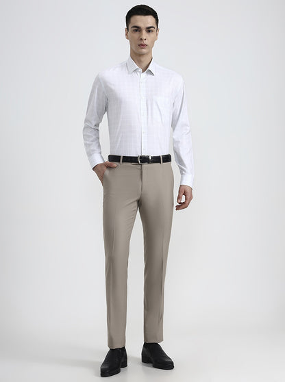 White & Green Checked Regular Fit Formal Shirt | JadeBlue
