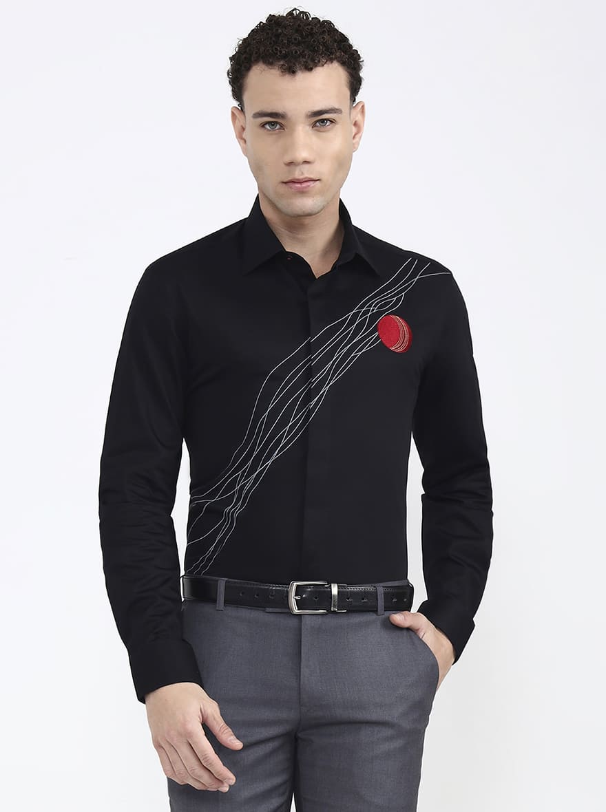 Black Solid Regular Fit Formal Shirt | JB X JB