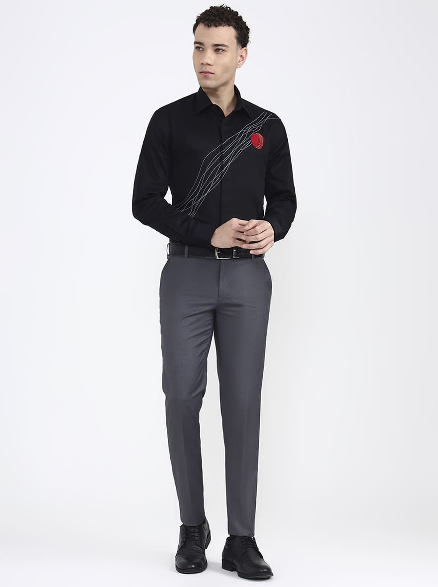 Black Solid Regular Fit Formal Shirt | JB X JB