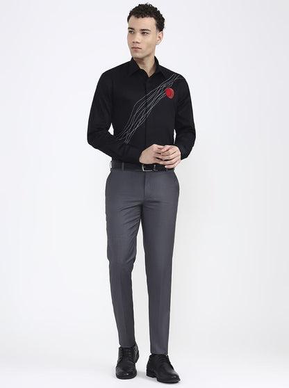 Black Solid Regular Fit Formal Shirt | JB X JB