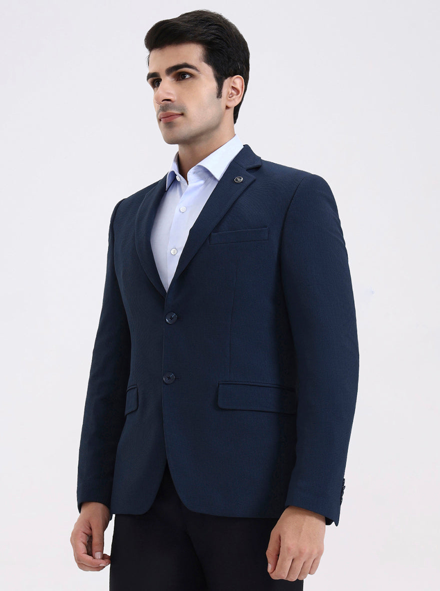Blue Solid Regular Fit Blazer | JadeBlue